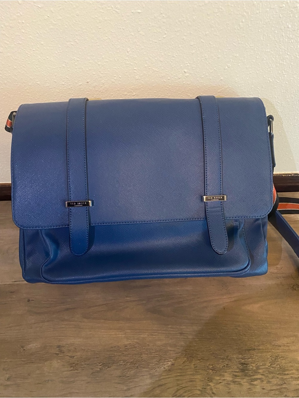 Ted Baker Navy Blue Leather Messenger Crossbody